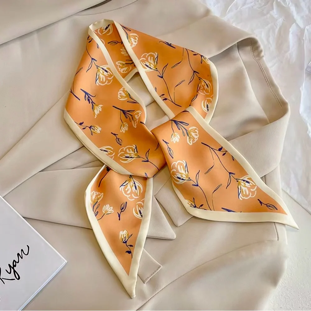 Orange, White, and Blue Floral Scarf, Twillie - Picture 3 of 3